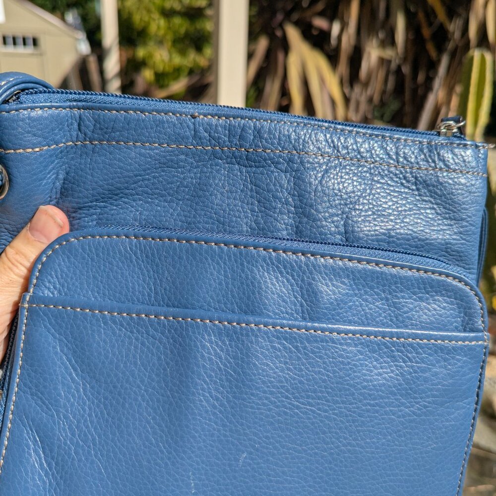 Tignanello textured Leather, Medium Blue, Crossbody Bag - Picture 5 of 5